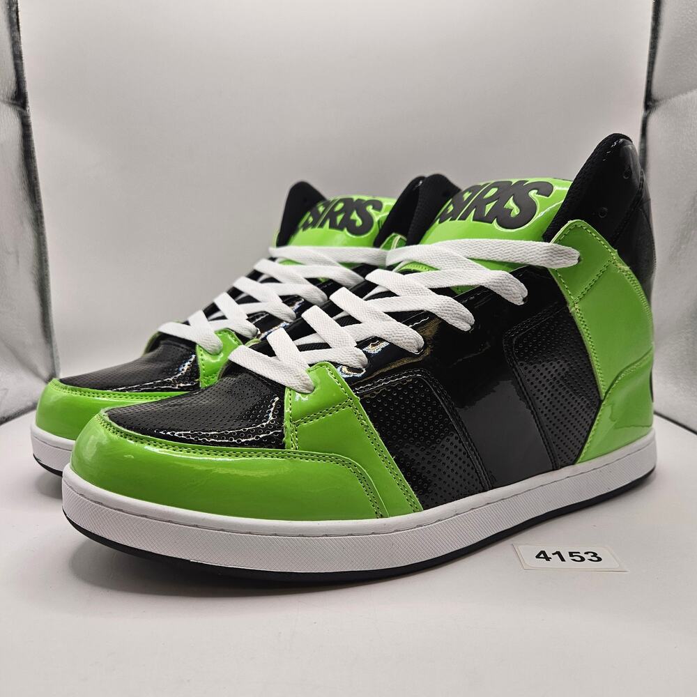 OSIRIS MEN 13 CONVOY MID HJ.BTS.26 SKATEBOARDING SHOES GREE BLACK PATENT NWOB